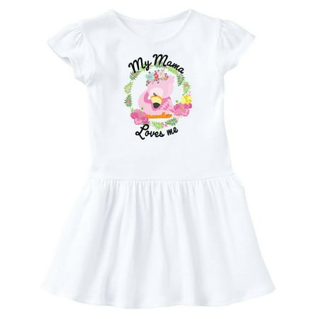 

Inktastic Baby Flamingo My Mama Loves Me in Flower Wreath Gift Baby Girl Dress