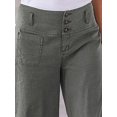 thumbnail image 3 of Pantalones vaqueros de pierna ancha con botones sólidos para mujer Pantalones casuales de cintura bajaGris oscuroPequeño, 3 of 5