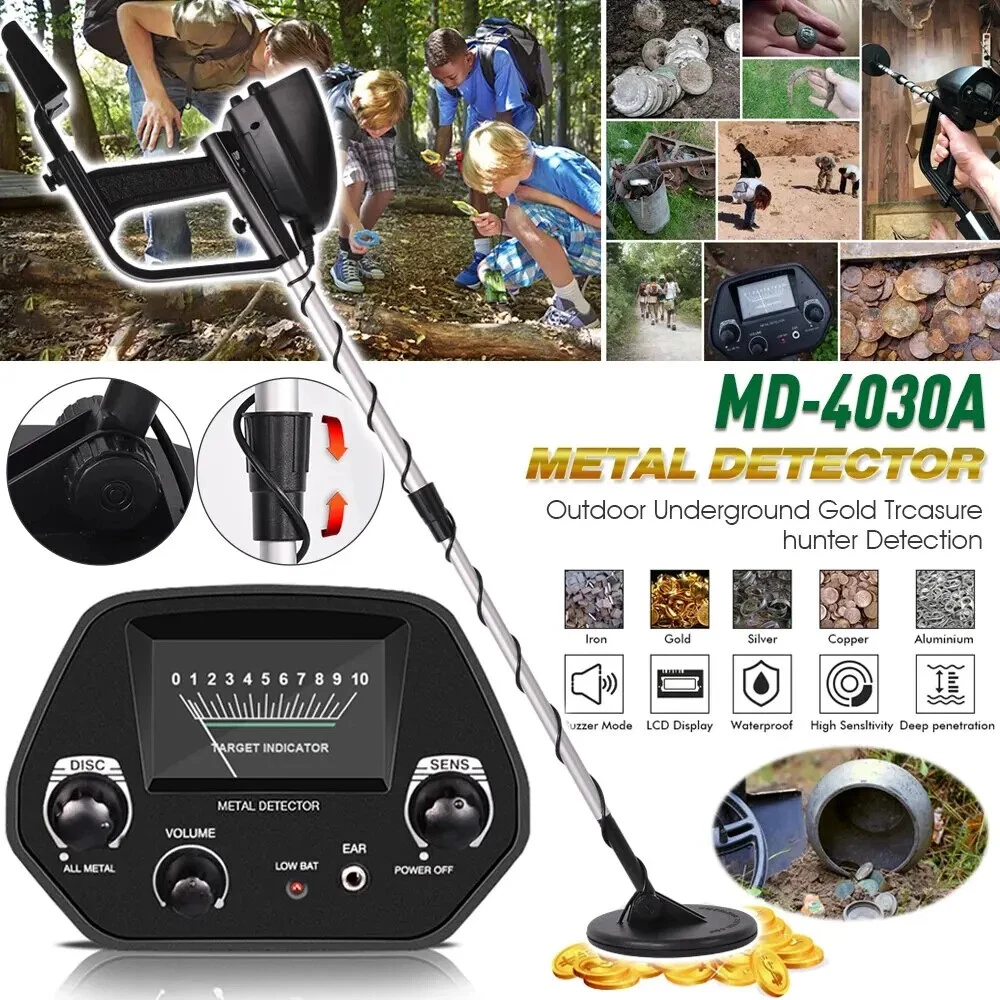 Professional Deep Ground Metal Detector,Waterproof Underwater & Beach Gold Seeker with Foldable Shovel, High-Sensitivity LCD with DISC Mode