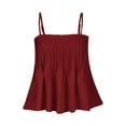 thumbnail image 4 of JGGSPWM Women's Cami Tank Tops Pleated Shirts Trendy Front Wrinkles Cute Camisole Tees Wine S, 4 of 6