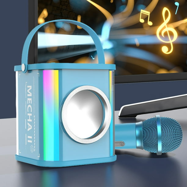 Altavoces portátiles inalámbricos con luz de colores y karaoke, K-song con micrófono, subwoofer de sonido estéreo de alta potencia de 15 W, altavoces Bluetooth, batería grande de 4000 mA Akmoler