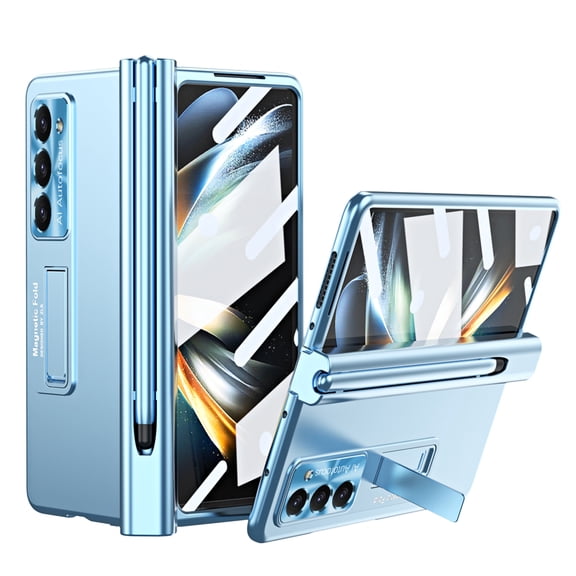 TECH CIRCLE Rugged Case for Samsung Galaxy Z Fold 6 Built-in [Kickstand] [S Pen Holder] [Screen Protector] [Hinge Protection], Heavy Duty Shockproof Protective Cover for Galaxy Z Fold 6 7.6",Blue