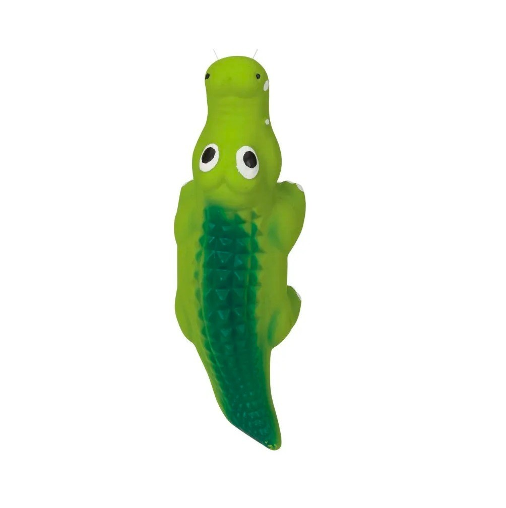 Soft Latex Dog Toy Alligator Shark or Set of Both Fun Googly Eyed Retro Squeaker (Green Alligator)
