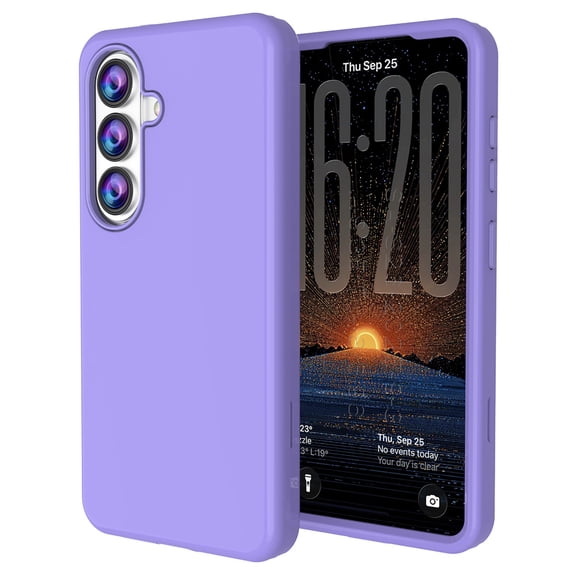 Kryonix for Samsung Galaxy S25 5G 6.2” Case,3 Layers Protection PU Leather & Hard PC Hybird Case Heavy Duty Military-Grade Drop Bumper Shockproof Anti-Scratch Slim Shell,Light purple