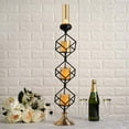 thumbnail image 6 of Efavormart 28" Metallic Gold & Black Geometric Candle Holders Three Tiers Stacked Design Votives Wholesale Holders with Amber Glass, 6 of 11
