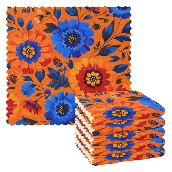 6 Pieces of Kitchen Towels 11x11Inch Kitchen Dish Cloths Kitchen Dish Towels Reuseable Cleaning Cloths Vibrant Flower Pattern