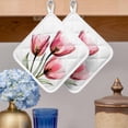 thumbnail image 2 of Pink Tulip Pot Holders for Kitchen Heatproof Potholder, 5 Pack Modern Blossom Pastel White Floral Petal Hot Pads Multipurpose Oven Pads Cloth Potholders Trivet for Cooking Baking, 2 of 8