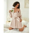 thumbnail image 4 of Ekouaer Womens Silk Robe Set 2-Piece Satin Bathrobe V-neck Bridal Party Robe, 4 of 6