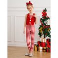 thumbnail image 3 of TiaoBug Kids Girls Christmas Candy Cane Sequined Dance Jumpsuits Gymnastics Dance Performance Unitard Red 12, 3 of 7