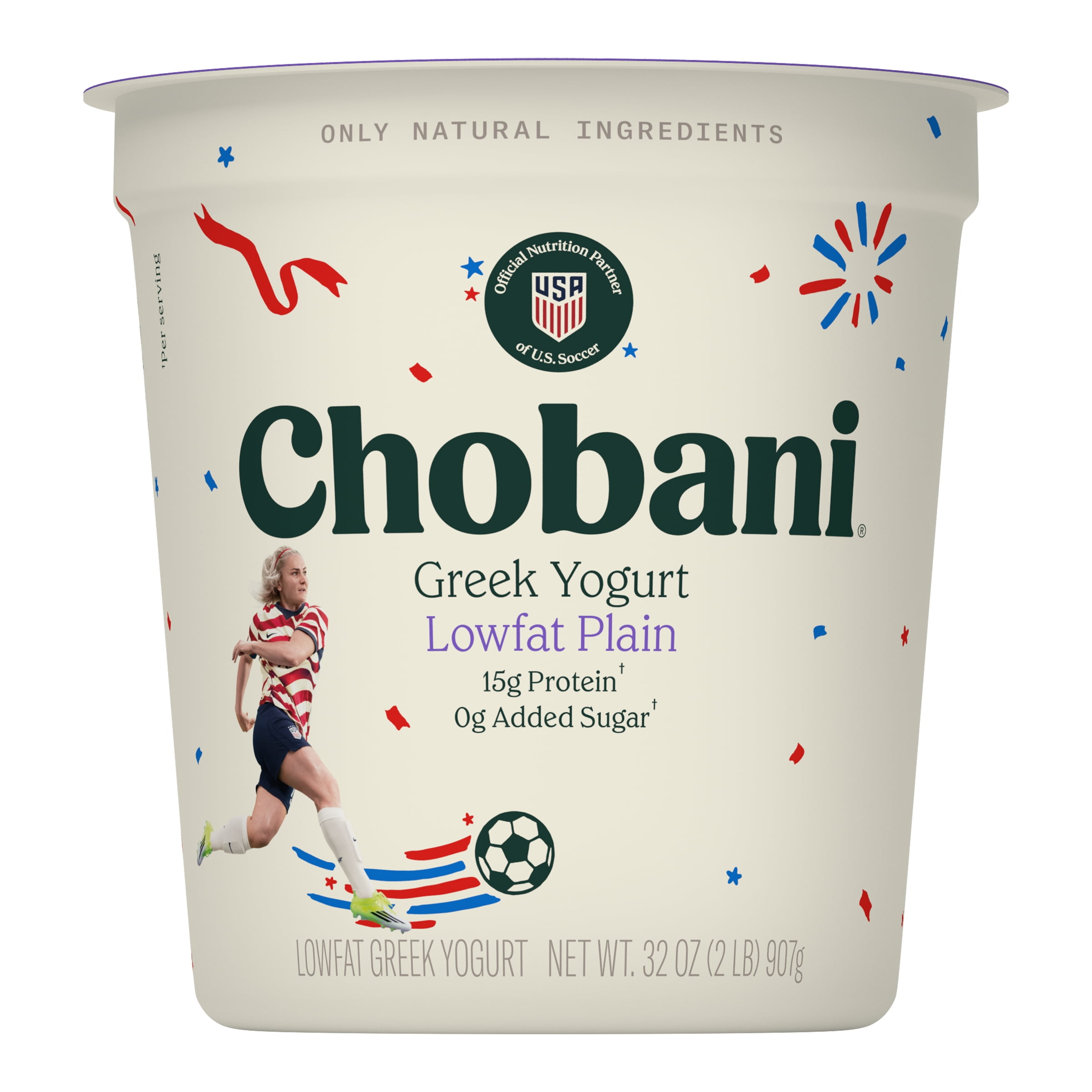 Chobani Low-Fat Greek Yogurt Plain 32 oz Tub