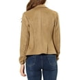 thumbnail image 3 of Allegra K Women's Faux Suede Button up Casual Open Front Drawstring Long Sleeve Blazer, 3 of 6