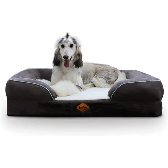 Laifug Orthopedic Large Dog Bed for Large Dogs, Memory Foam Dog Sofa Beds with Waterproof Liner and Removable Washable Cover,38x30x9, Grey