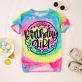 thumbnail image 2 of JAJAHO Birthday Girls Shirt Kid Toddler Tie Dye Short Sleeve Letter Print T Shirt Birthdays Party Tee Stylish Tops, 2 of 4