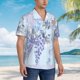 thumbnail image 3 of Balery Bird Butterfly Stripe Camisas hawaianas de manga corta para hombre, camisas playeras de corte holgado, camisas de vacaciones con botones,Small, 3 of 7