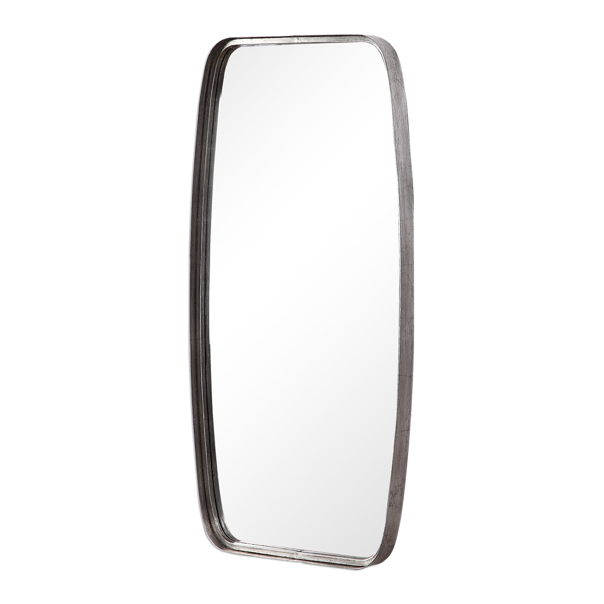 Transitional Metal Frame Mirror with Curved Edges, Silver