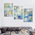 thumbnail image 4 of ONETECH Large Abstract Canvas Wall Art: Blue Gold Silver Painting Framed Hand Painted Art Texture Picture Artwork Living Room12''x16''X3 Panels, 4 of 4