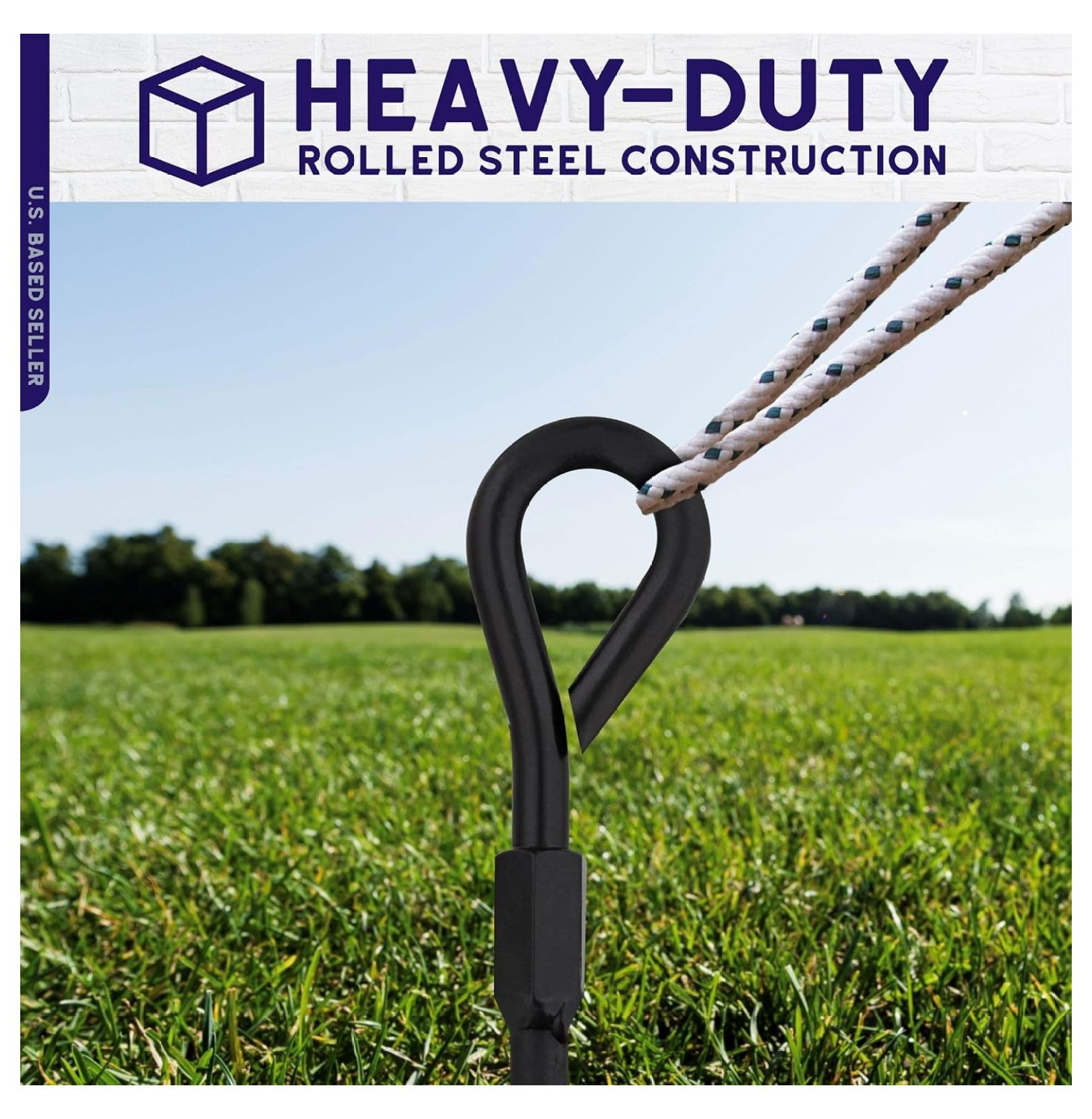 Ground Anchor Kit 8pk - 15 Inch Tent Stakes, Black Shed Anchors for Outdoor Furniture, Greenhouse, Trampoline, & Holiday Decorations