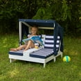 KidKraft Kids Patio Double Chaise Lounger with Cup Holders, White & Navy Stripes