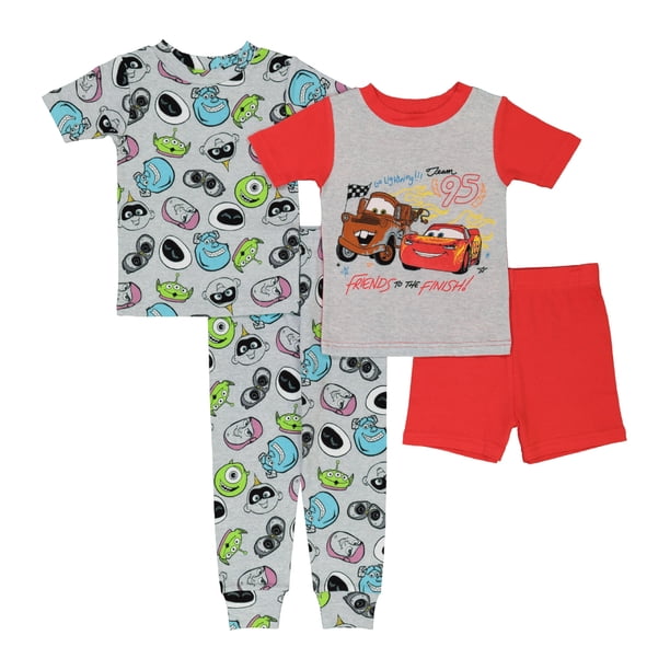 Set de pijamas de la colección Pixar de Disney para niños, 4 piezas, 100% algodón