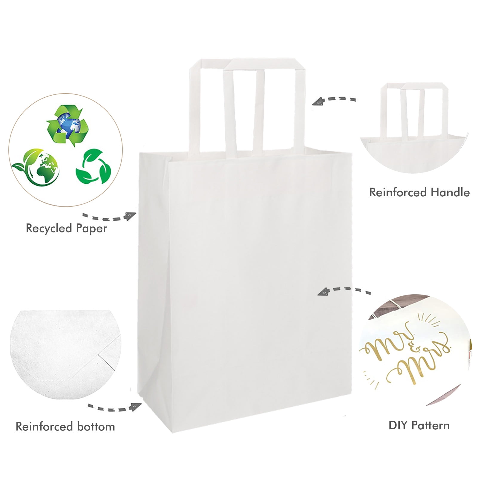  【24pcs Bags】Paper Bags With Handles- 8x10x4 Brown Shopping  Bags-Gift Bags With Chalk Sticker : Health & Household