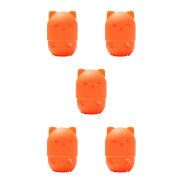 relayinert And Organize Cat Shaped Sponges Washable And Reusable Storage Box Bottom orange 5Set