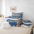 thumbnail image 5 of Homewish Blue Paisley Print Twin Bedding Sets 7-Piece for Adult, Vintage Damask Flower Bedding Comforter Set, Southwestern Theme Reversible Sheet Sets, Microfiber Bedroom Decor, 5 of 7