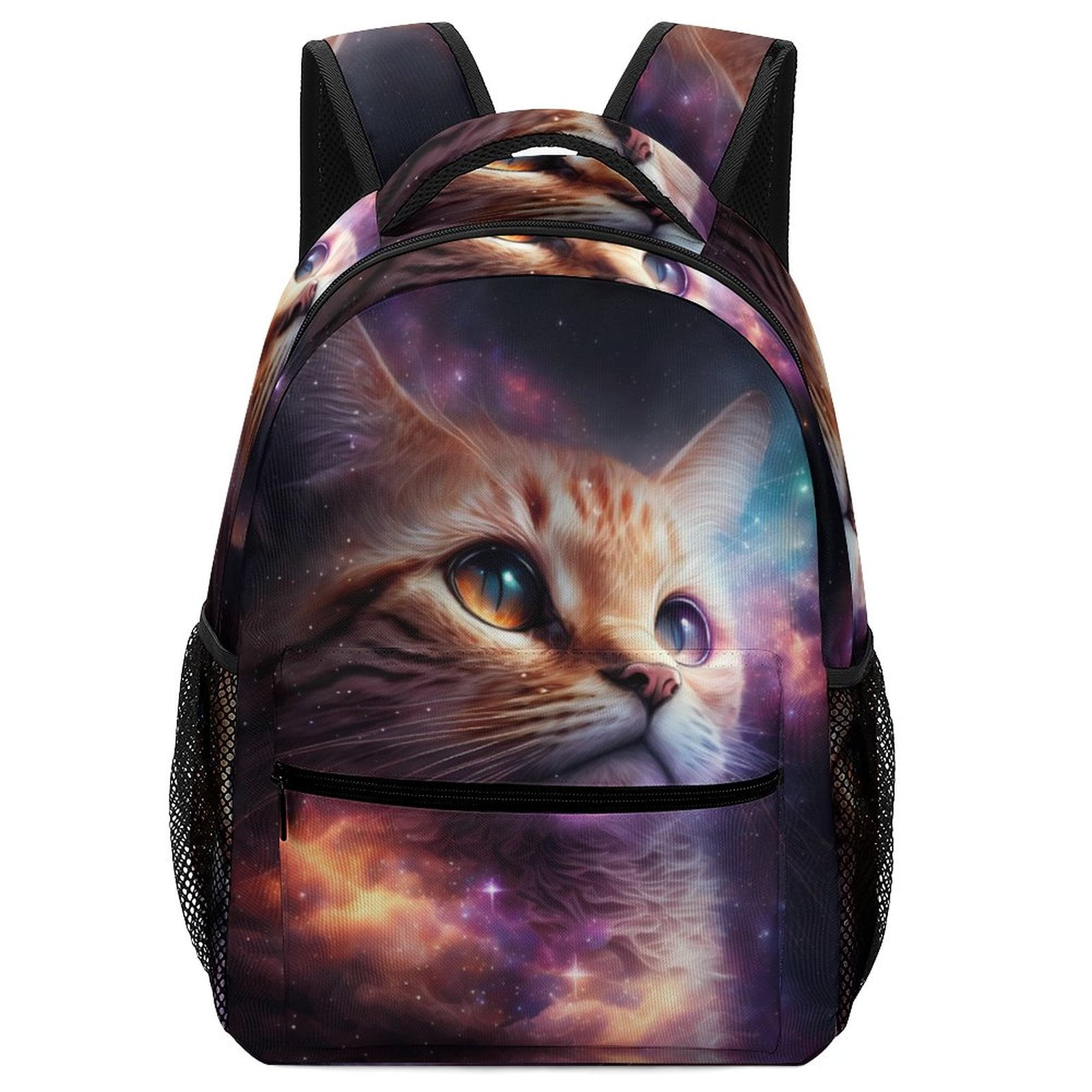 JINMUZAO Cat Universe Print Students Backpack with Whistle for Children Adjustable Shoulder