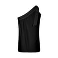 thumbnail image 6 of Usmixi Womens Shirts Sleeveless Slash Neck Solid Tank Tops Summer Tie One Shoulder Lightweight Chiffon Jacquard Vest Blouses Black L, 6 of 7