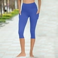 thumbnail image 6 of nerohusy Leggings Capri for Women Tummy Control High Waisted Capri Leggings Pockets Stretchy Soft Slim Yoga Pants for Running Cycling Workout Blue,S, 6 of 9