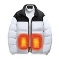 thumbnail image 2 of LpwkSSA Men's Heated Coat Winter Warm 6 Heated Zone USB Intelligent Constant Temperature Puffer Jackets Plus Size Solid Color Zip Up Puffer Coat with Hood White L, 2 of 7