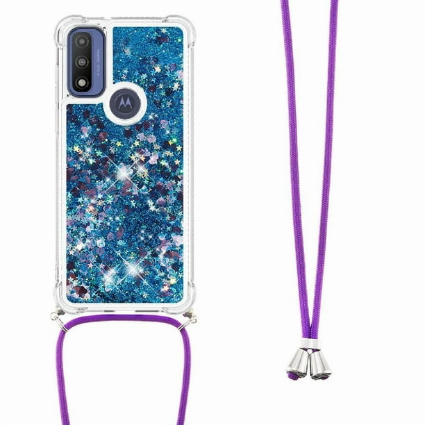 Funda FOXDOCK para Motorola Moto G Pure con Cuerda Ajustable, Brillo Líquido, Protección Antigolpes y Lente – Ideal para Regalo
