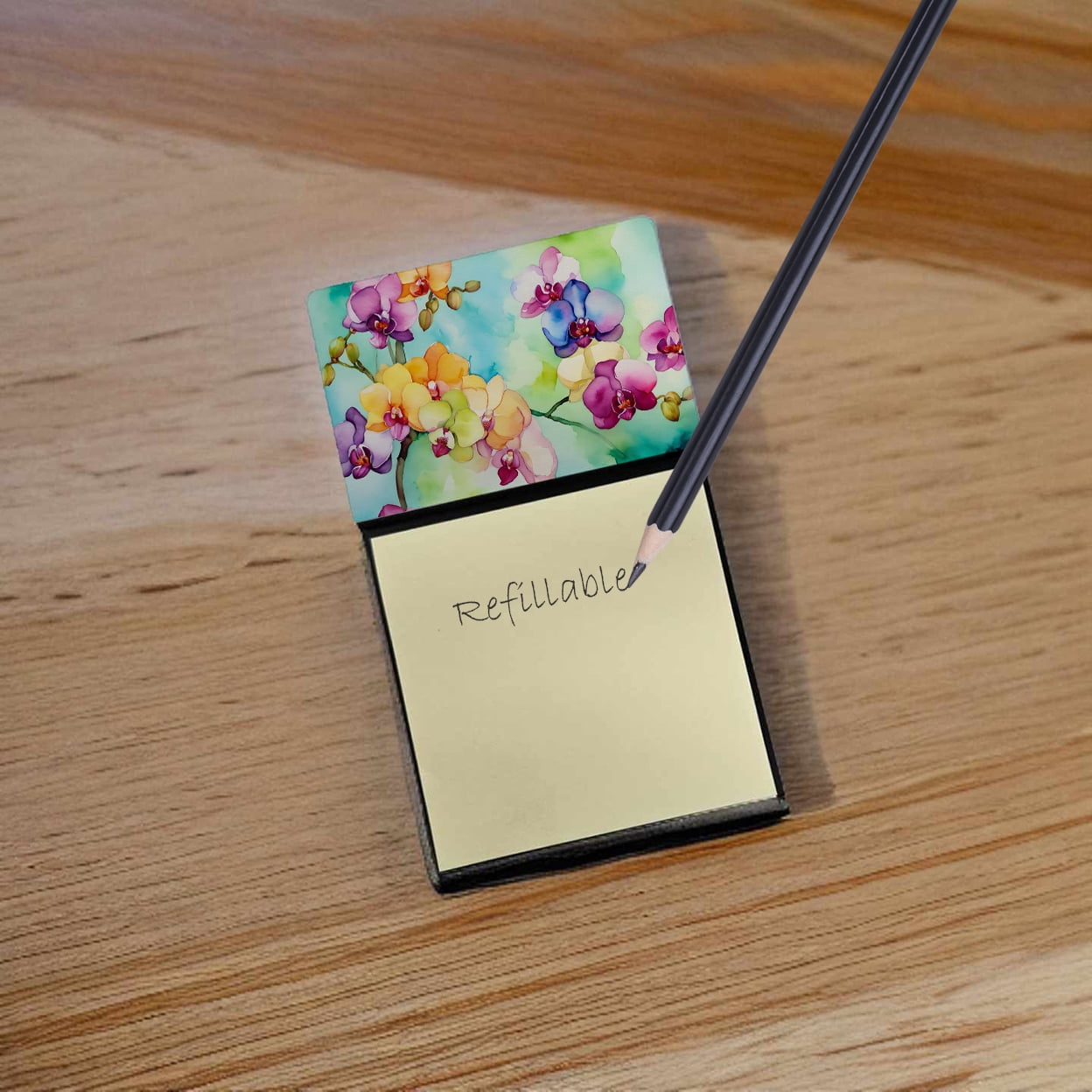 Orchids in Watercolor Sticky Note Holder 3.25 in x 5.25 in