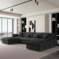 thumbnail image 2 of The Magic Home 4-Seater Cloud Modular U-Shaped Linen Sectional Sofa, Black, 2 of 13
