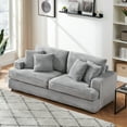 thumbnail image 2 of 3 Seater Corduroy With 4 Pillows, Cozy, Gray Spacious Couch, 2 of 5