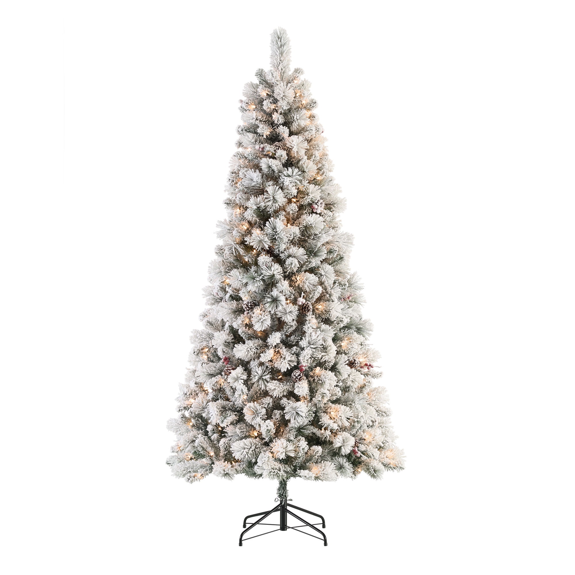 Holiday Time 7.5-Foot Pre-Lit Flocked Lakewood Spruce Artificial Christmas