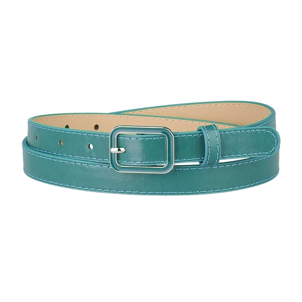 Cinturón de cuero Allegra K Cinturón ajustado con hebilla rectangular Azul Ajuste la cintura 78-95cm
