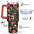 thumbnail image 3 of 40oz Colorful Botanical Mushroom Stainless Steel Flip Straw Tumbler Spill Proof Travel Cup Double Wall Vacuum Insulated Coffee Mug with Top Handle, 3 of 6
