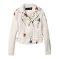 thumbnail image 1 of Minnieouse Chaqueta de moto para mujer Chaqueta de cuero moderna y fácil de mantener para mujer Abrigos y chamarras blanco SG, 1 of 6