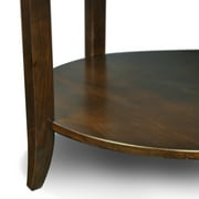 Leick Home 10037 Round Glass Top Coffee Table with Shelf, Chocolate Oak