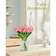 thumbnail image 6 of 12 Pack Faux Tulips Artificial Flowers Arrangement Bouquet for Home Office Wedding Decor Real Touch Faux Flowers for Centerpiece Decoration-Lifelike Fake FlowersPink, 6 of 7