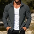 thumbnail image 6 of Men's Lightweight Zip Up Windbreaker Jacket Long Sleeve Stand Collar Solid Trendy Fall Casual Outerwear Jacket with Pocket for Hiking and Travel Dark Gray 4XL, 6 of 6