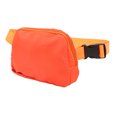 thumbnail image 3 of Riñonera de nailon con cinturón ajustable y bolsillos con cremallera para mujeres y adultos, impermeable, color naranja, 3 of 8