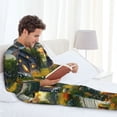 thumbnail image 6 of Picia Cozy Cottage Lakeside Sunset Pattern Men’s Long-Sleeve Sleepwear Set - Soft 2-Piece Loungewear with Pockets, Comfy PJs for Relaxing Nights-Small, 6 of 7
