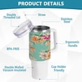 thumbnail image 4 of SKYSONIC 40oz Sketched Flower Tumbler With Lid And Straw Travel Coffee Mug Stainless Steel Insulated Thermal Tumblers Cup, 4 of 7