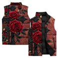 thumbnail image 3 of Chaleco aislante con flores para hombre, chaquetas de invierno frescas para hombre, abrigo cálido duradero con rosas y plantas, ropa barata para hombre, chaquetas de plumas para hombre 2024, 3 of 5