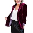 thumbnail image 3 of Glonme Button Down Blazers for Women Velvet Office Outwear Casual Business Jackets Wine Red 2XL, 3 of 3