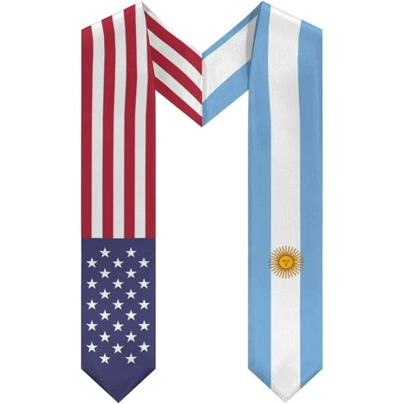 Argentina Mix United States Flag Graduation Stole Sash For Study Aboard International Students