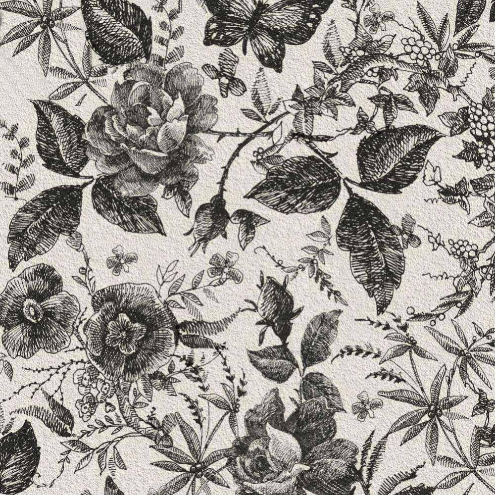 Vintage Damask Peel and Stick Wallpaper 15.7in x 8.2ft Black Vinyl Self