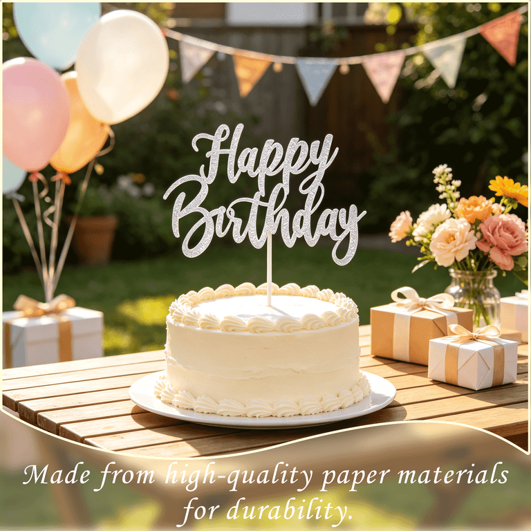 Paper Report On Table XINNAISI Happy Birthday Cake Topper, Glitter Paper Party Decoration for ...