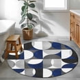 thumbnail image 5 of 3.3ft Washable Round Rug, Vintage Middle Non-Slip Circle Area Rug for Entryway Bedroom, Ages Modern Abstract Geometric Blue Indoor Accent Floor Mat for Home Decor, 5 of 9